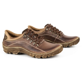 KOMODO Sapatos de trekking masculinos de couro 700 marrom castanho 3
