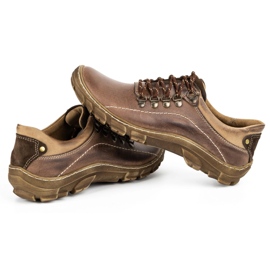 KOMODO Sapatos de trekking masculinos de couro 700 marrom castanho 6