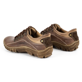 KOMODO Sapatos de trekking masculinos de couro 700 marrom castanho 7