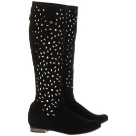 Olivier Botas femininas pretas decoradas preto 1