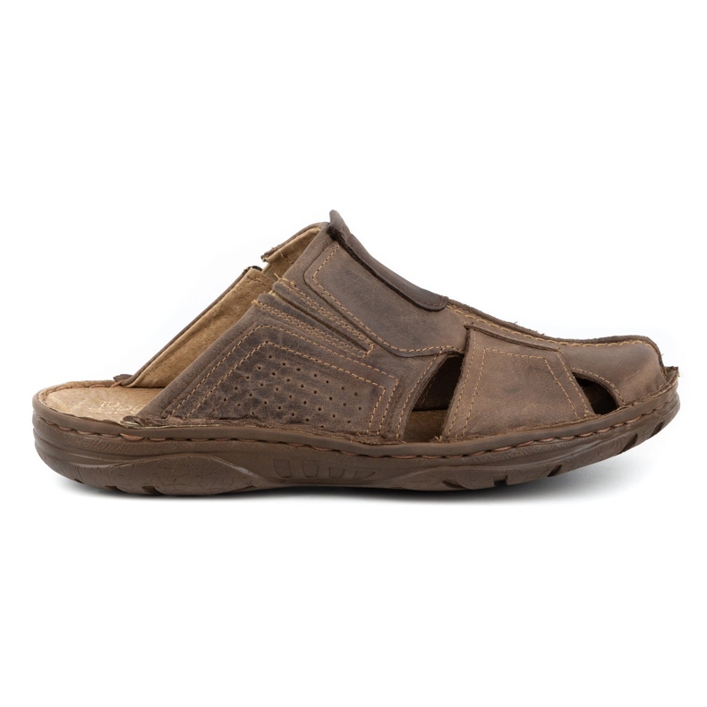 Polbut Chinelos de couro masculino 312 marrom 1