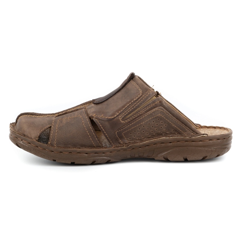 Polbut Chinelos de couro masculino 312 marrom 2