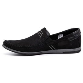 KOMODO Mocassim masculino de couro 876 camurça preta preto 1