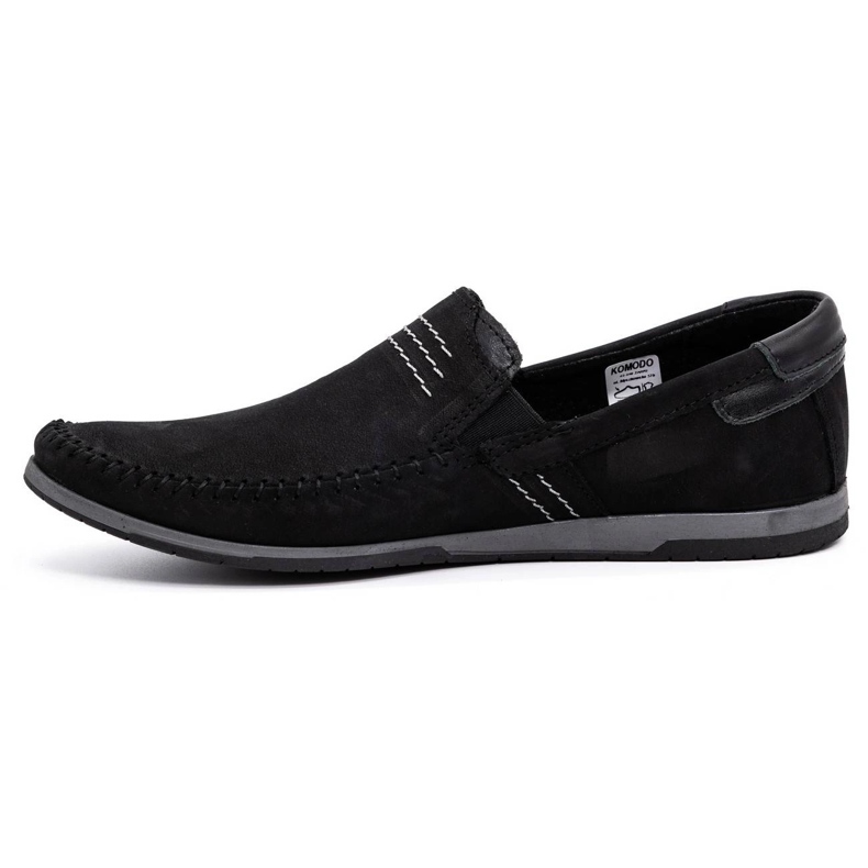 KOMODO Mocassim masculino de couro 876 camurça preta preto 1