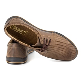 Polbut Sapatos masculinos de couro 343 perfuração marrom castanho 4