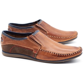 KOMODO Sapatos masculinos de couro 847 marrom castanho 2