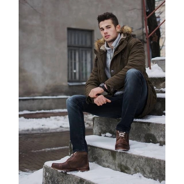 Olivier Botas de inverno masculinas, botas de neve 120 marrons castanho 1