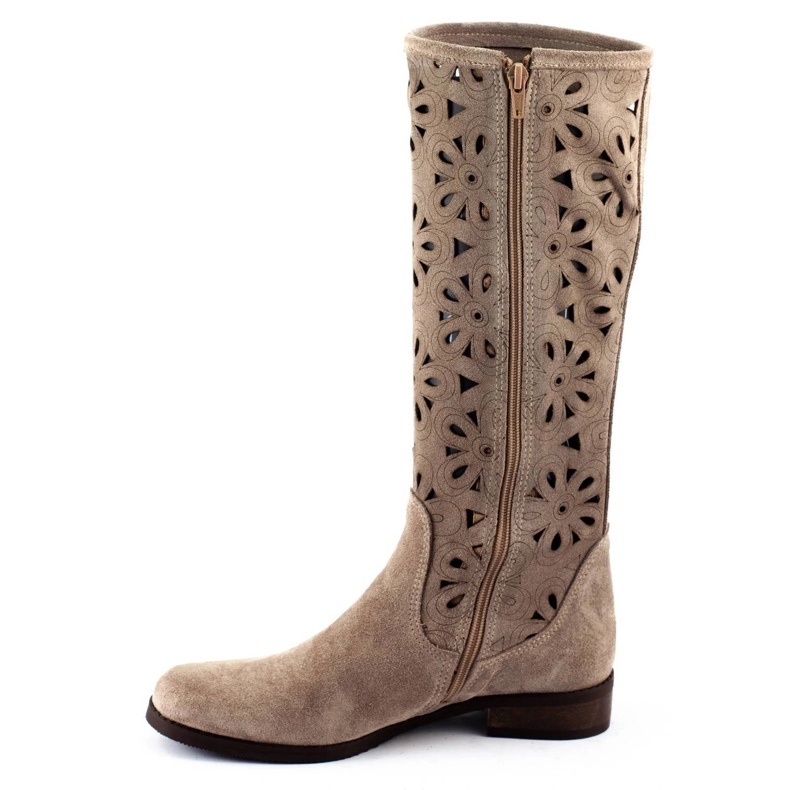 Olivier Botas femininas com bordados sem bege escuro 1 Olivier Botas femininas com bordados sem bege escuro 1