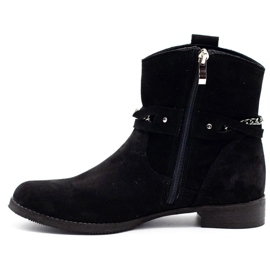 Olivier Botas isoladas femininas negras com corrente Luna preto 1