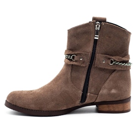 Olivier Botas femininas com isolamento térmico e corrente bege Luna 1