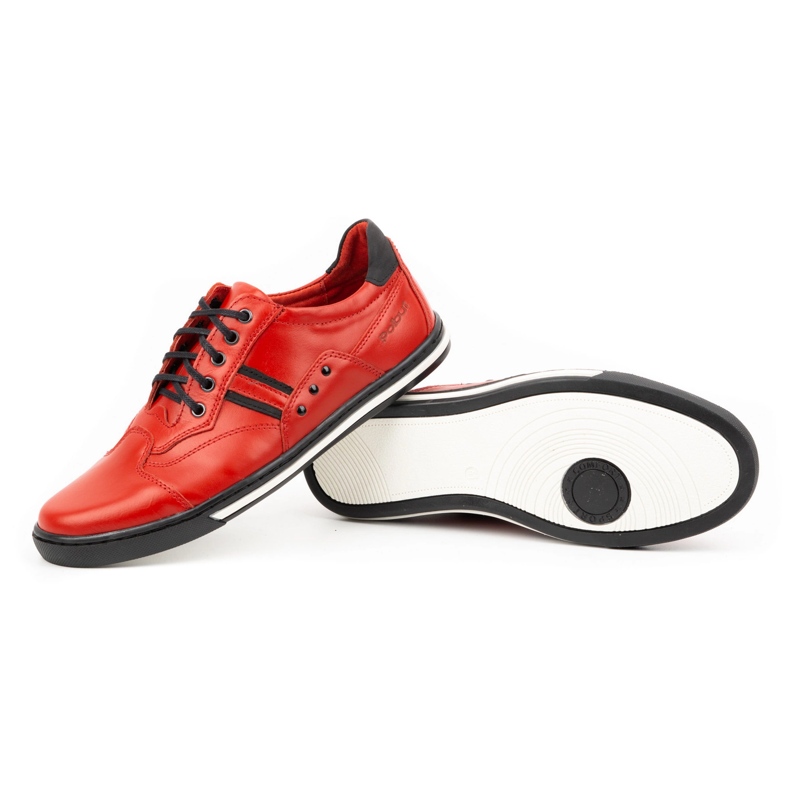 Polbut Sapatos masculinos casuais 1801L vermelho com preto 1