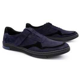 Polbut Sapatos casuais masculinos de couro 2102 azul marinho 4