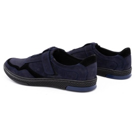 Polbut Sapatos casuais masculinos de couro 2102 azul marinho 1