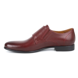 Kampol Sapatos masculinos formais de monge 341/17 cor de vinho vermelho 1