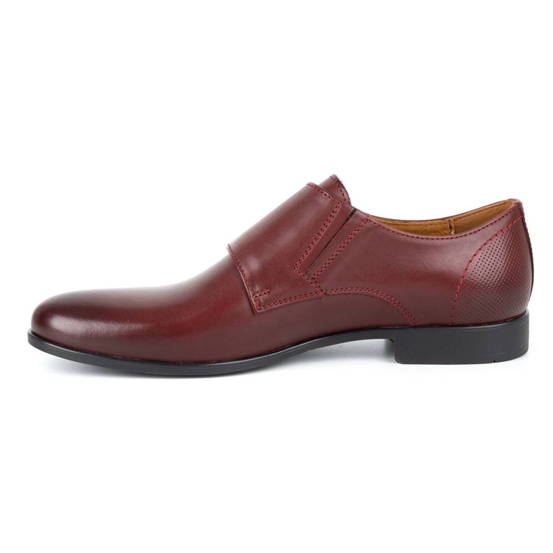 Kampol Sapatos masculinos formais de monge 341/17 cor de vinho vermelho 1