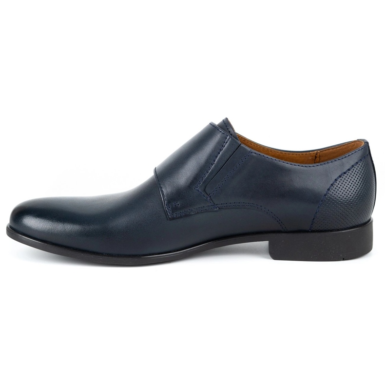 Kampol Sapatos masculinos formais de monge 341/54 azul marinho 1