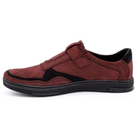 Polbut Sapatos casuais masculinos de couro 2102 clarete vermelho 1