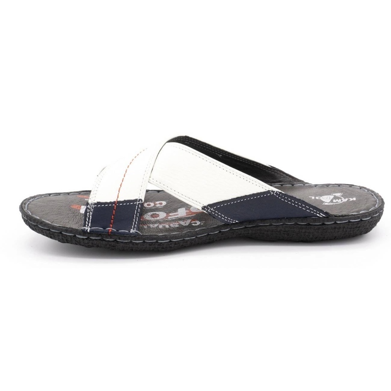 Kampol Chinelos de couro masculino 200 / B branco 1