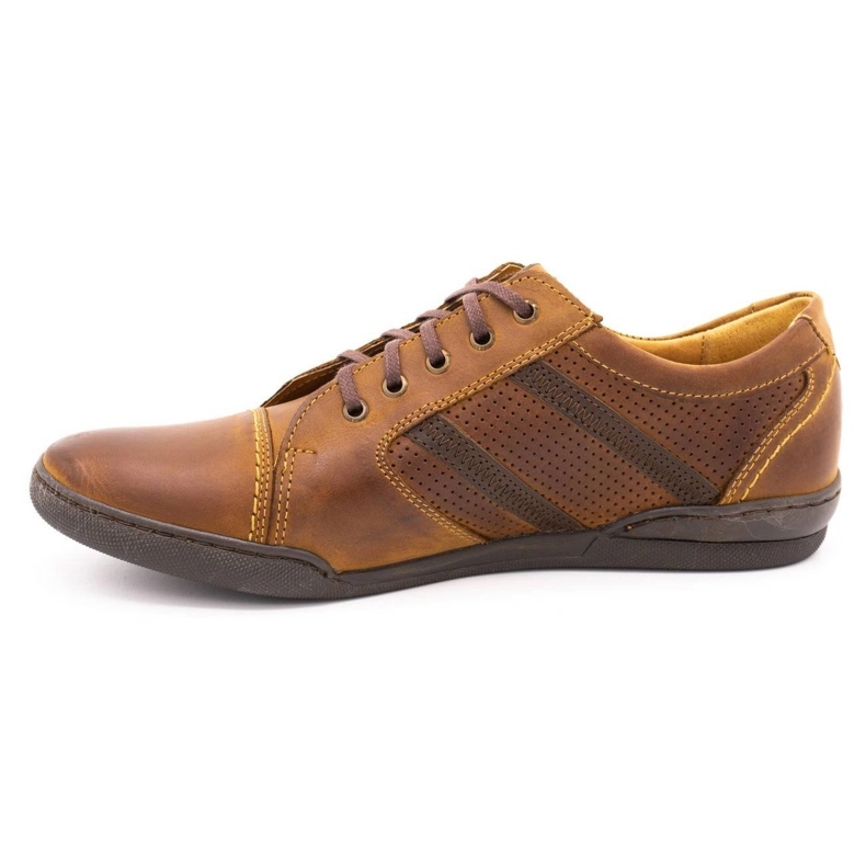 Polbut Sapatos masculinos casuais R3 Perfuração Camel castanho 1