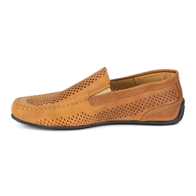 Polbut Mocassins de couro masculino camelo 2105P marrom 1