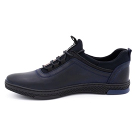 Polbut Sapatos masculinos casuais de couro K24 azul marinho escuro 1