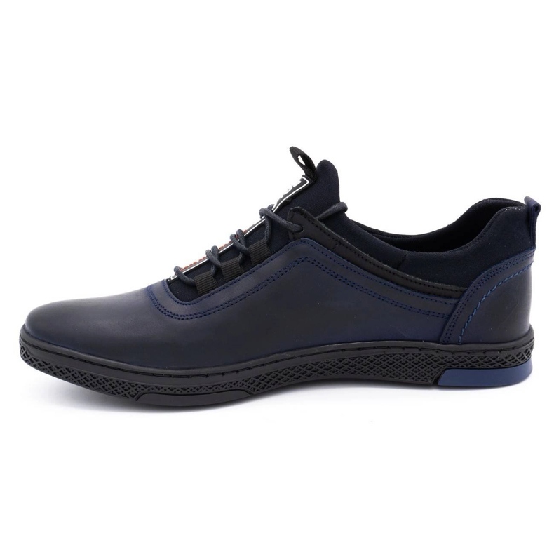 Polbut Sapatos masculinos casuais de couro K24 azul marinho escuro 1