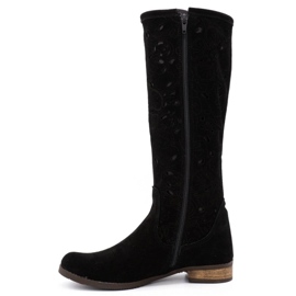 Olivier Botas femininas bordadas com flores pretas preto 1 Olivier Botas femininas bordadas com flores pretas preto 1