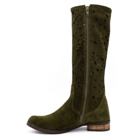 Olivier Botas femininas bordadas com flores verdes 1
