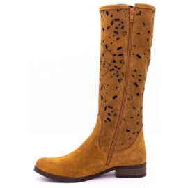 Olivier Botas femininas bordadas com flores vermelhas marrom 1