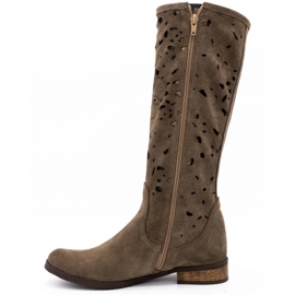 Olivier Botas femininas bordadas com flores marrons marrom 1