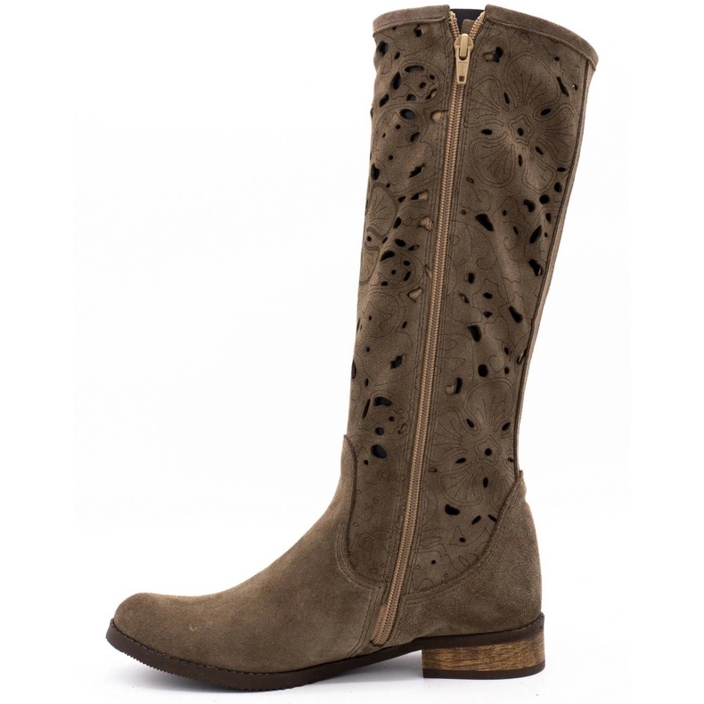 Olivier Botas femininas bordadas com flores marrons marrom 1