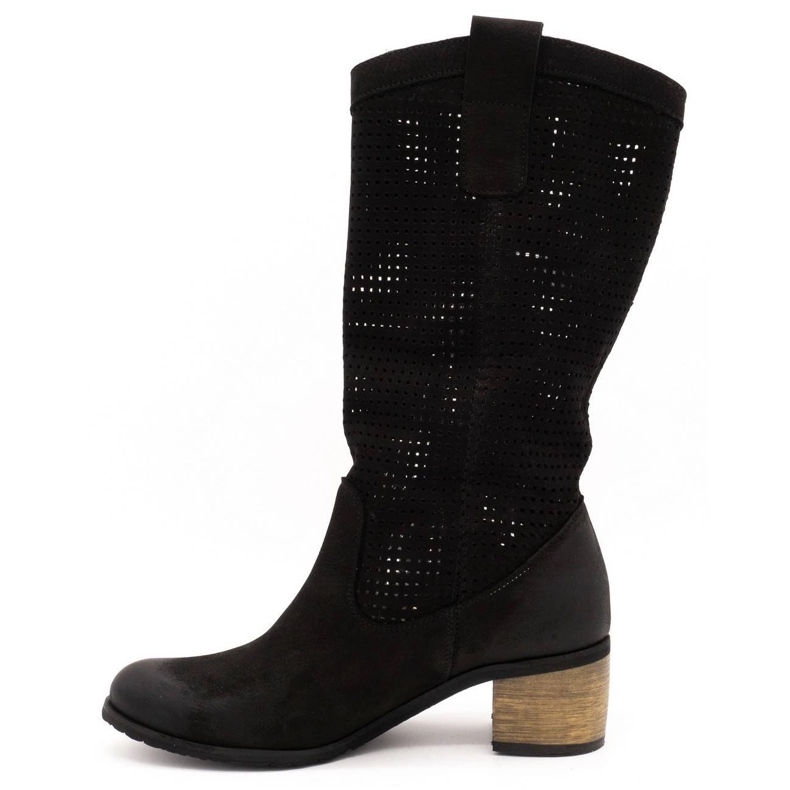 Olivier Botas pretas femininas D44 openwork preto 1