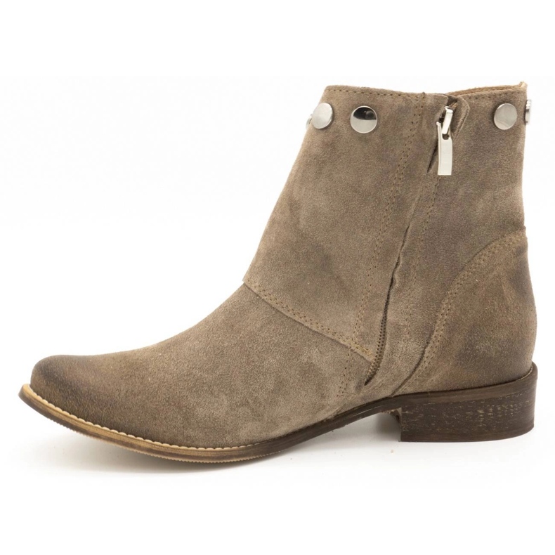 Exousite Botas de couro femininas com tachas cinza 1198 1