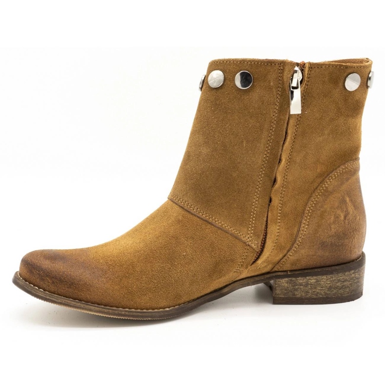 Exousite Botas femininas de couro com tachas de camelo 1198 castanho multicolorido 1