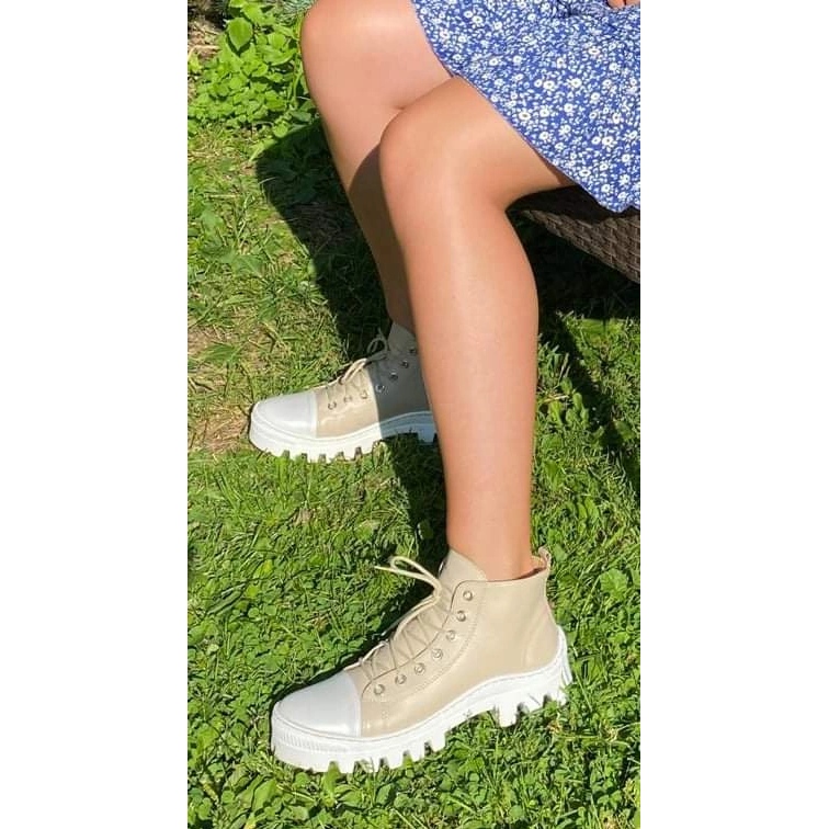 Polbut Botas femininas de couro D1 bege 2
