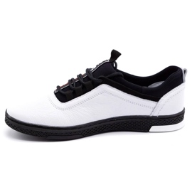 Polbut Sapatos casuais de couro masculino K24 branco com parte inferior preta preto 1