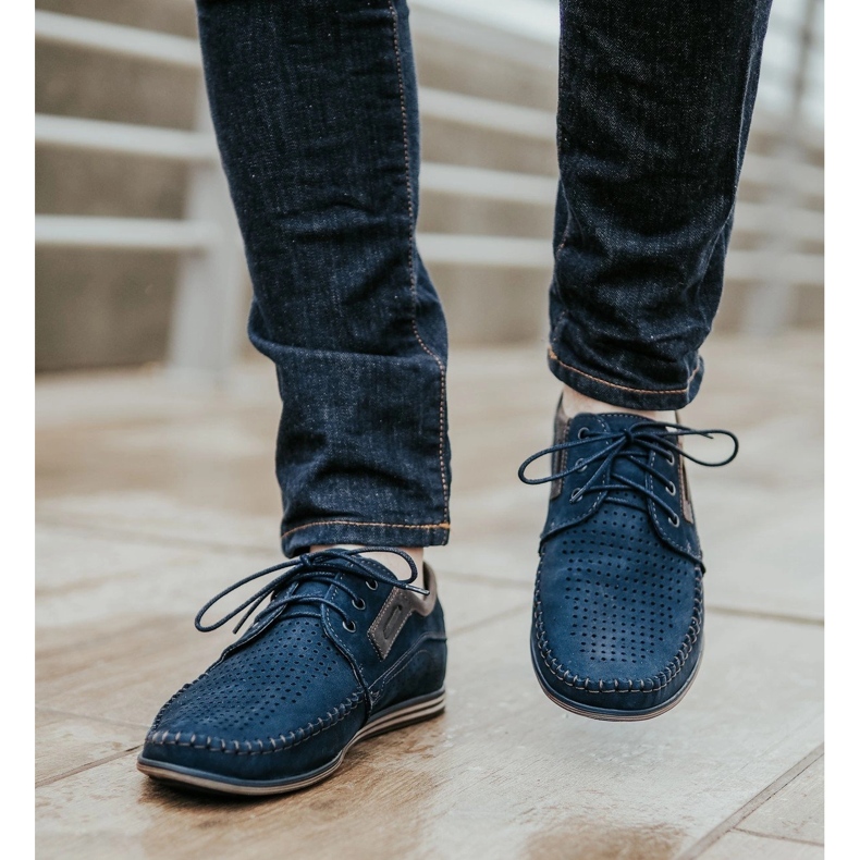 Olivier Mocassins de couro masculino 4228 azul marinho azul-marinho 1