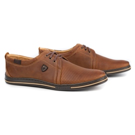 Polbut Sapatos de couro masculinos com 343 perfuração de camelo marrom 1