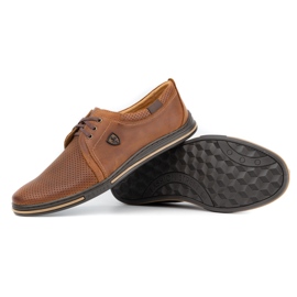 Polbut Sapatos de couro masculinos com 343 perfuração de camelo marrom 2