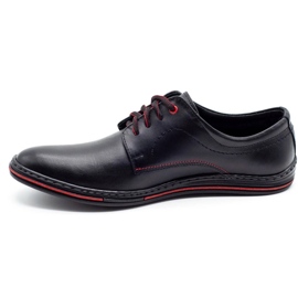 Lukas Sapatos masculinos de couro 295LU preto com vermelho 1