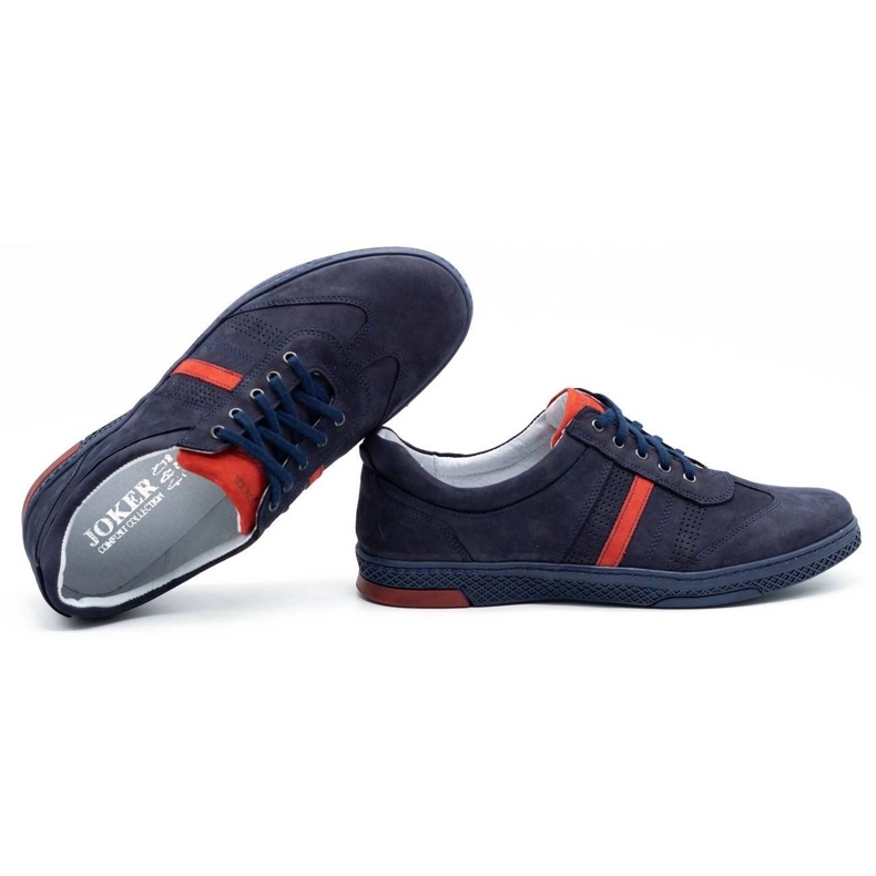 Joker Sapatos casuais de couro masculino 521/2 azul marinho 1