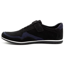 Polbut Sapatos masculinos casuais de couro 2102/2 pretos com azul marinho azul-marinho 1