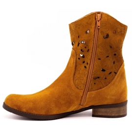 Olivier Botas Jess vermelhas com bordados confortáveis castanho 1