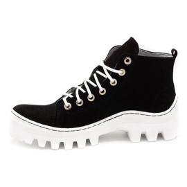 Polbut Botas femininas de couro D1 pretas com branco preto 1