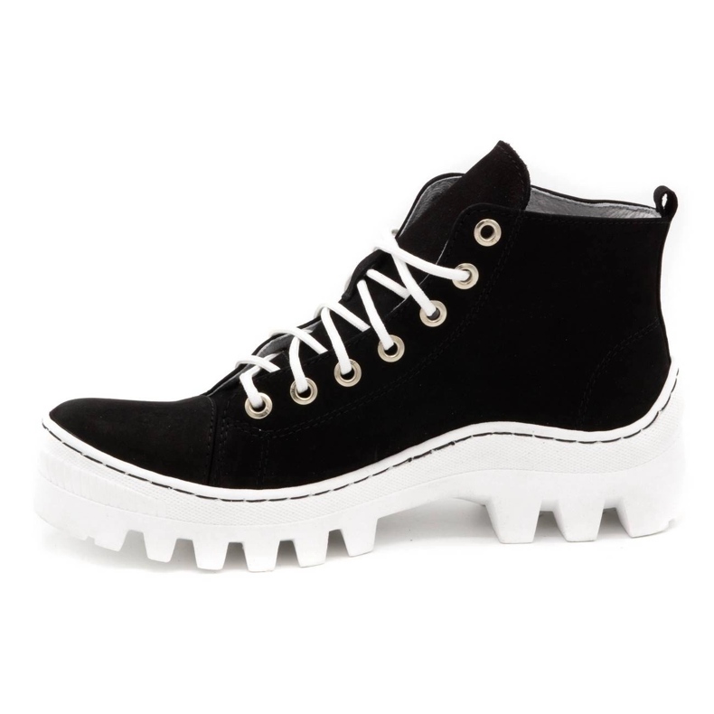 Polbut Botas femininas de couro D1 pretas com branco preto 1