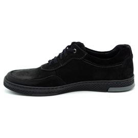 KOMODO Sapatos masculinos de couro preto casual 918K 1