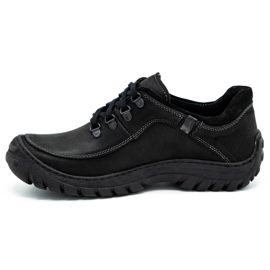 KOMODO Sapatos de trekking masculino de couro 917K preto 1