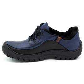 KOMODO Sapatos de trekking masculino de couro 917K azul marinho 1