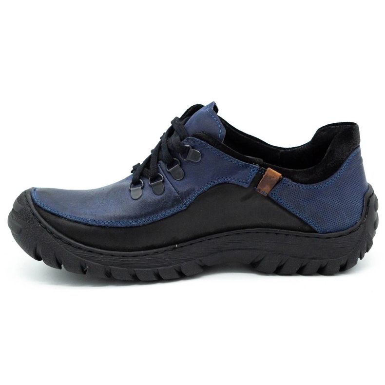 KOMODO Sapatos de trekking masculino de couro 917K azul marinho 1