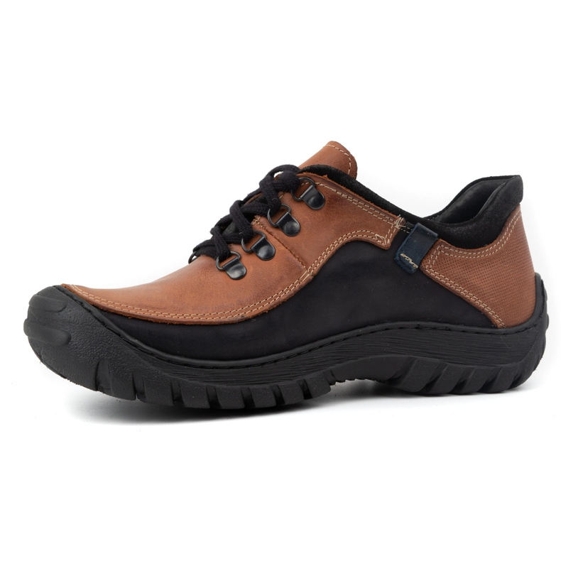 KOMODO Sapatos de trekking masculinos de couro 917K tijolo multicolorido 1
